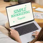 Woman using laptop to edit simple bookkeeping google sheet