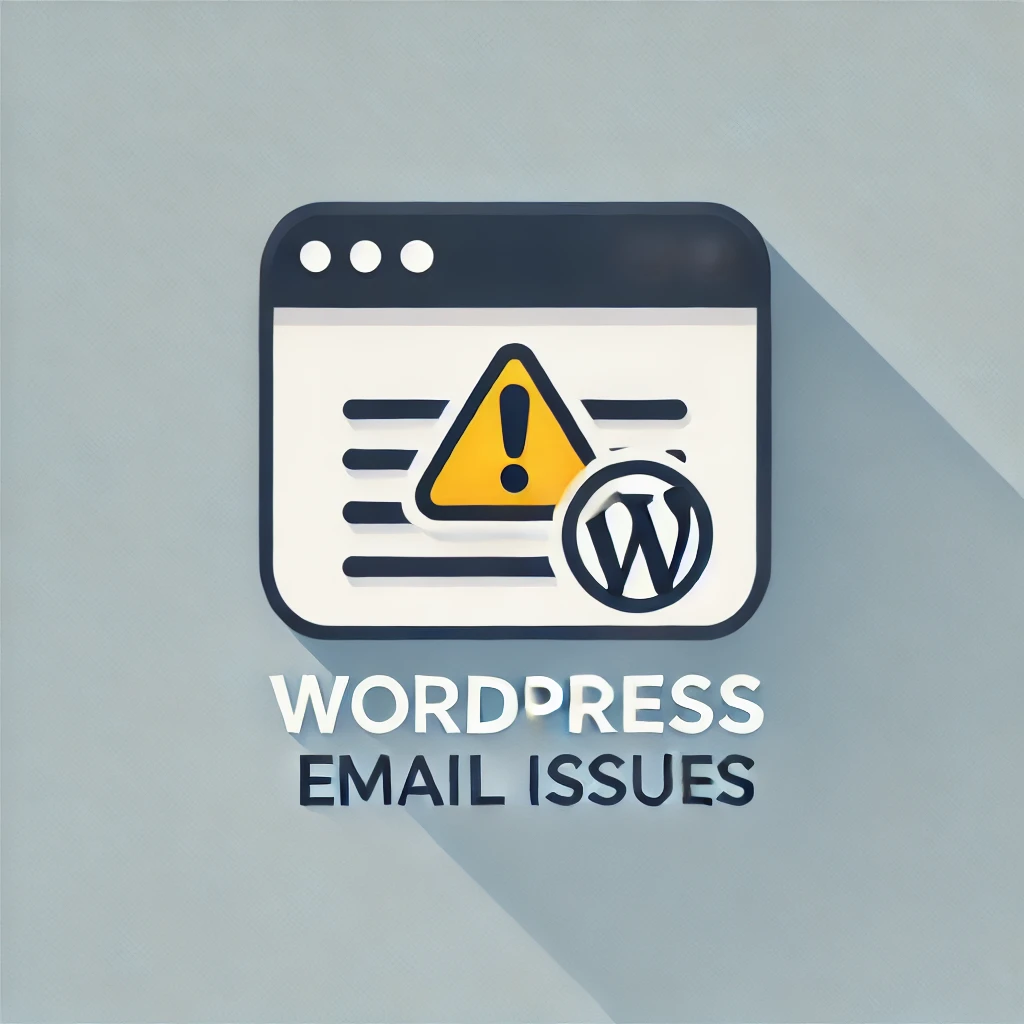 digital illustration of an email icon with a warning symbol representing WordPress email issues