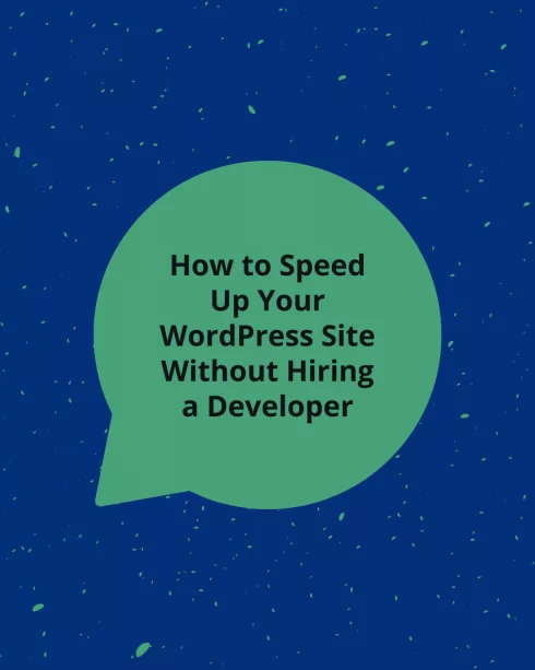 blog post title in a chat bubble: how to speed up your website without hiring a developer